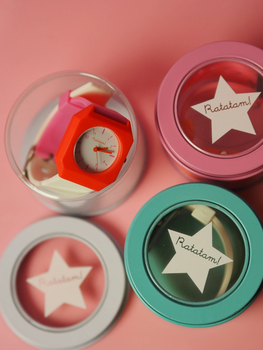 Relógio para crianças - Cor de rosa e verde