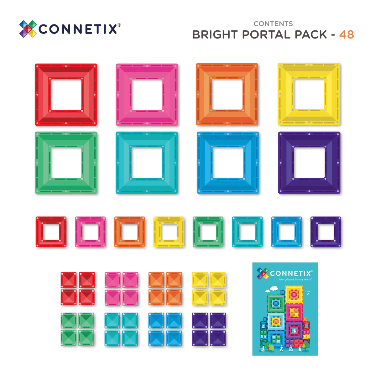 Blocos de Construção magnéticos - Bright Portal Pack 48 pc