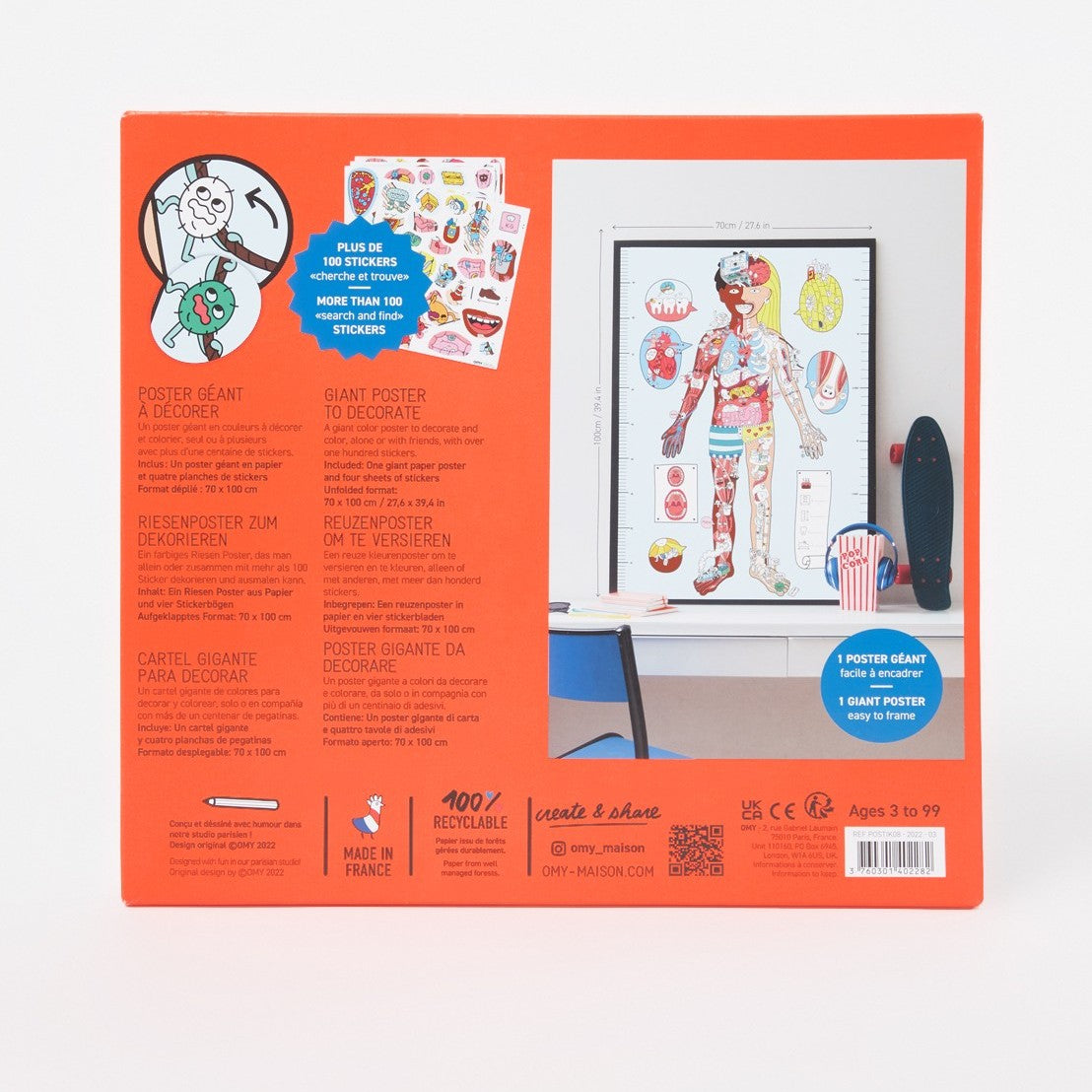 Poster com autocolantes - O meu corpo