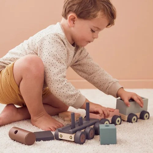 Wooden train with animals