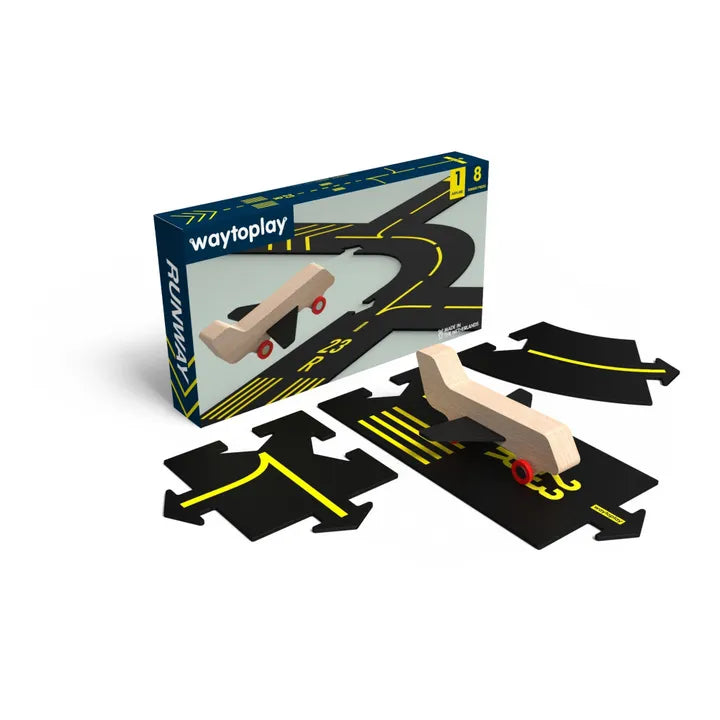 Pista de carros de borracha Runway - 8 peças + 1 avião