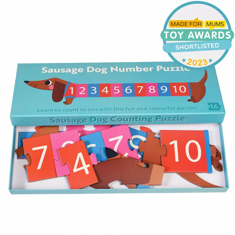 Puzzle - Cão salsicha e números 16 pcs