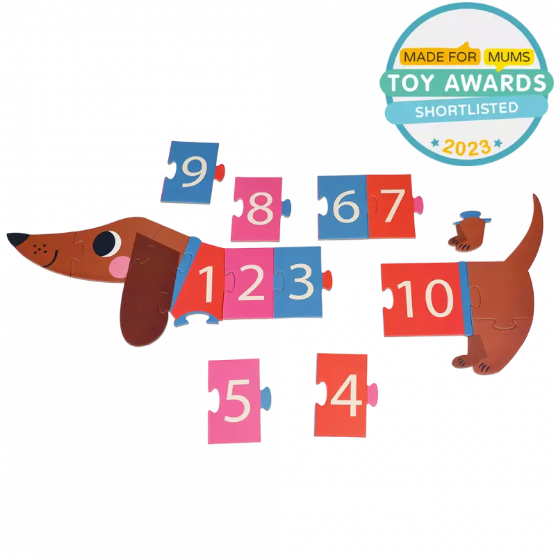 Puzzle - Cão salsicha e números 16 pcs