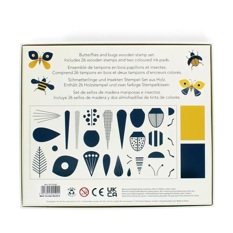 Set de carimbos de madeira - Borboletas e Insectos