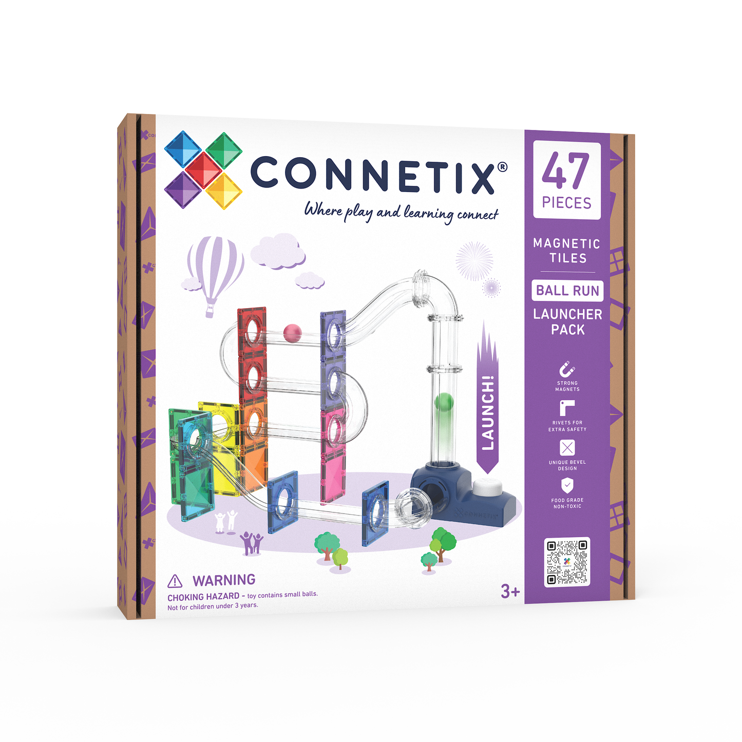 Blocos de construção magnéticos - Ball Run Launcher Pack 47 pc