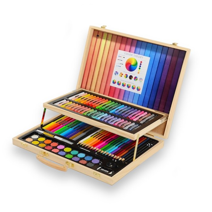 Mala artística de madeira - 106 peças