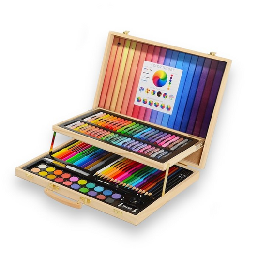 Mala artística de madeira - 106 peças