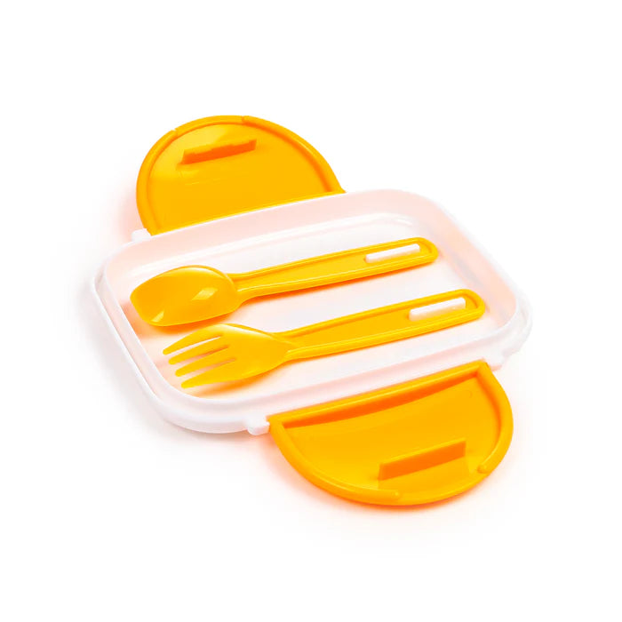 Lancheira Bento com fecho clip e talheres - Peanuts Snoopy & Woodstock