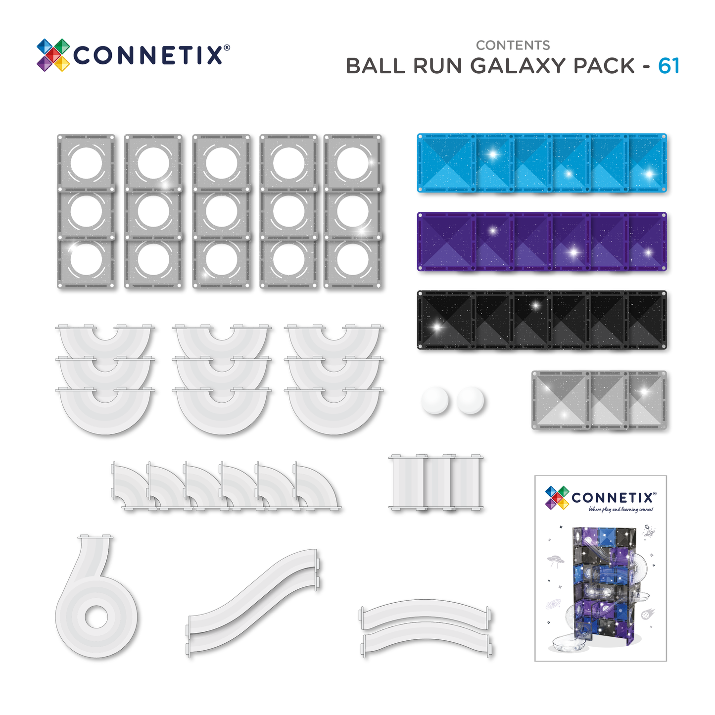 Blocos de construção magnéticos - Ball Run Galaxy 61 pc
