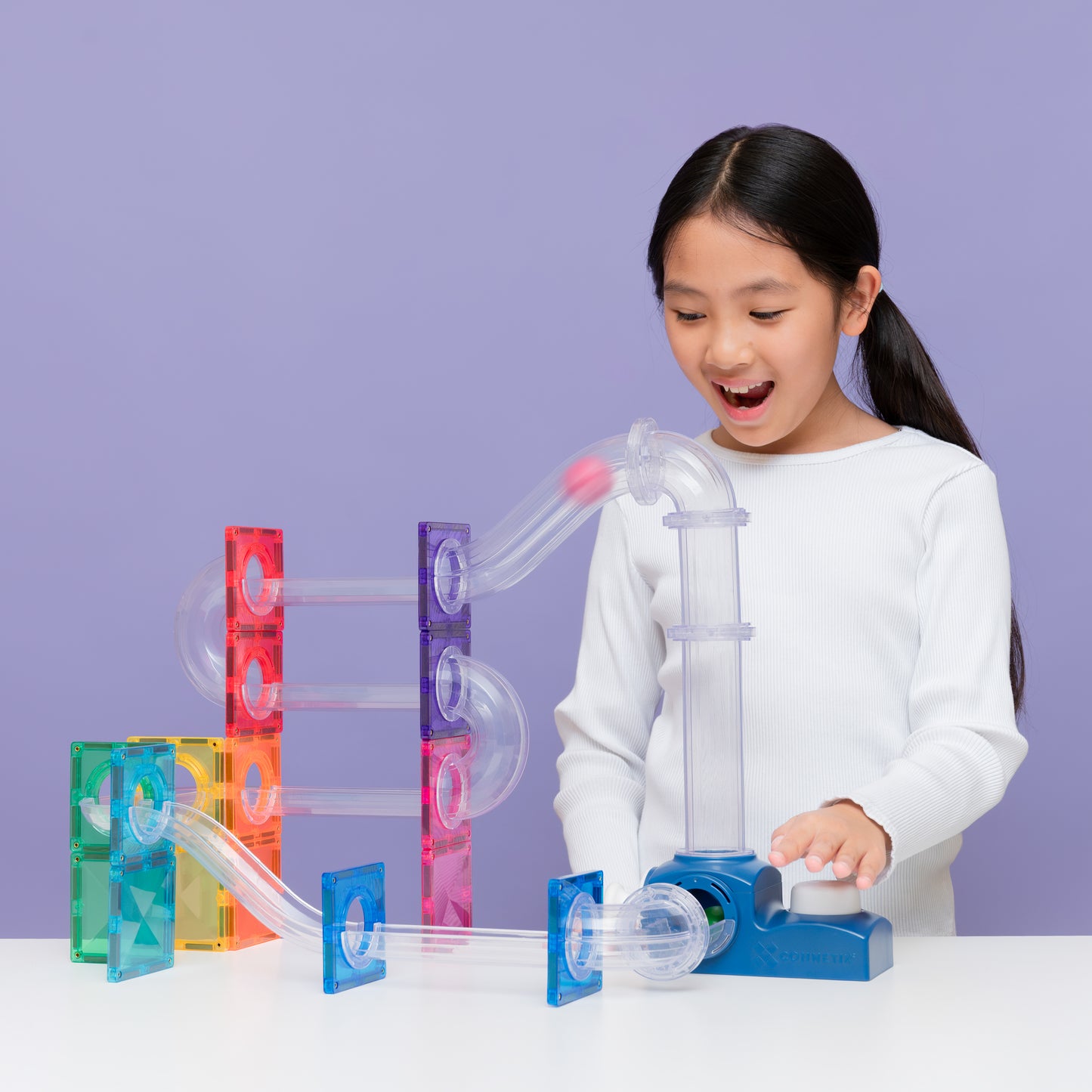 Blocos de construção magnéticos - Ball Run Launcher Pack 47 pc