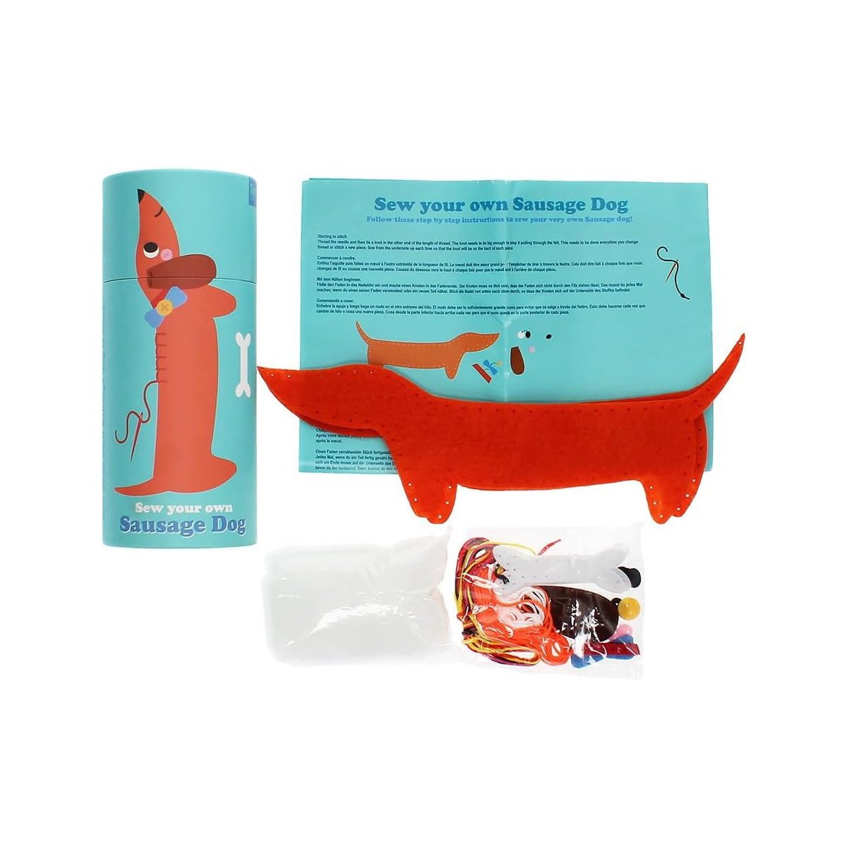 Kit de costura em feltro - Cão salsicha