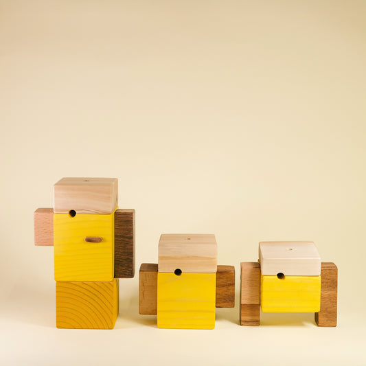 Assimétricos - bonecos de madeira