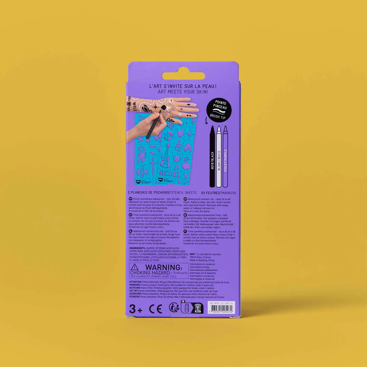 Kit de tatuagens temporárias com marcadores de tinta e stencil - Rock