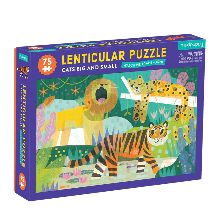 Puzzle Lenticular 75 peças - Gatos Pequenos e Grandes