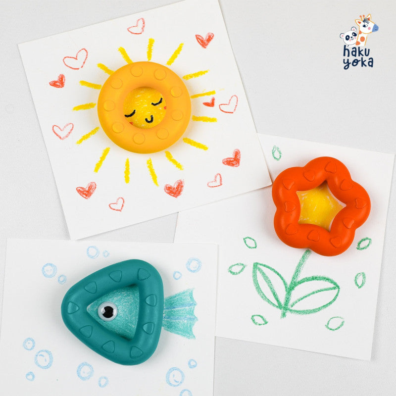 Lápis de cera sensoriais geométricos