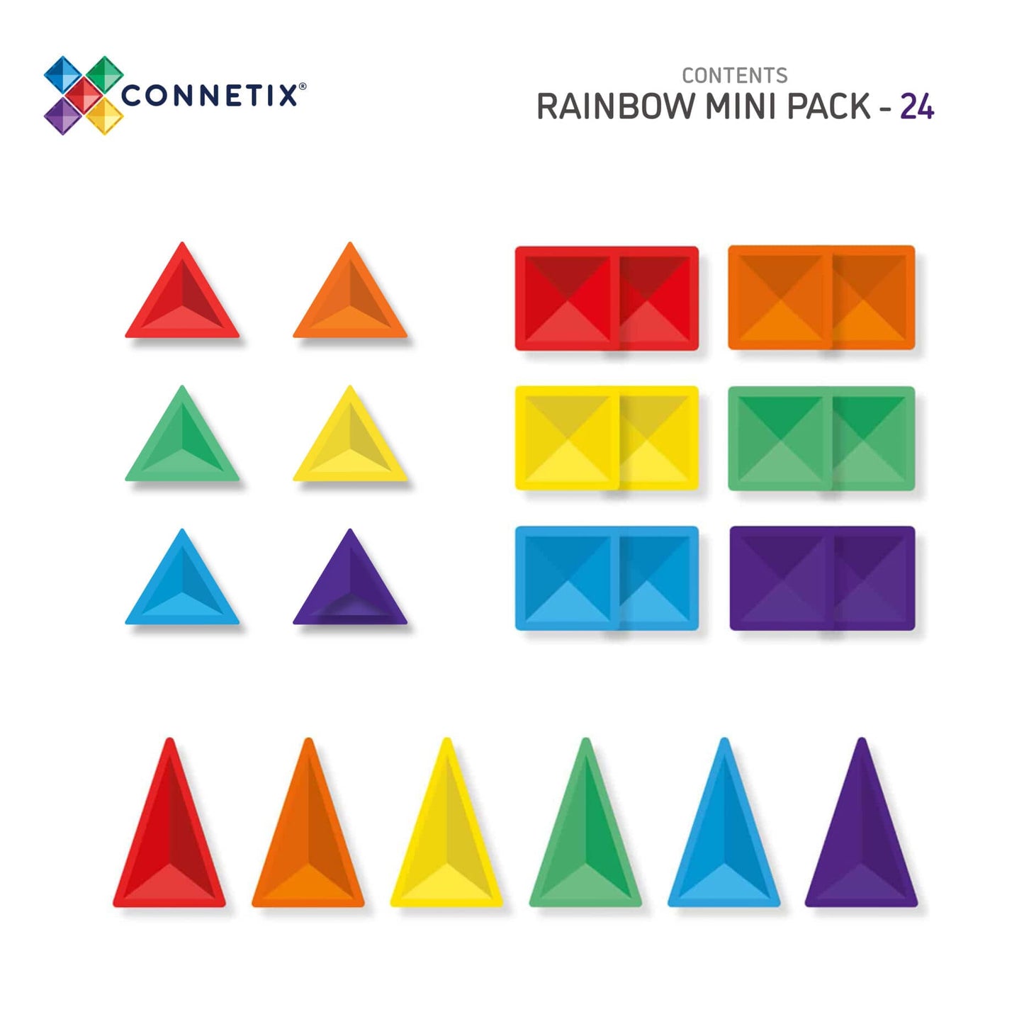 Blocos de Construção magnéticos - Rainbow Mini Pack 24 peças