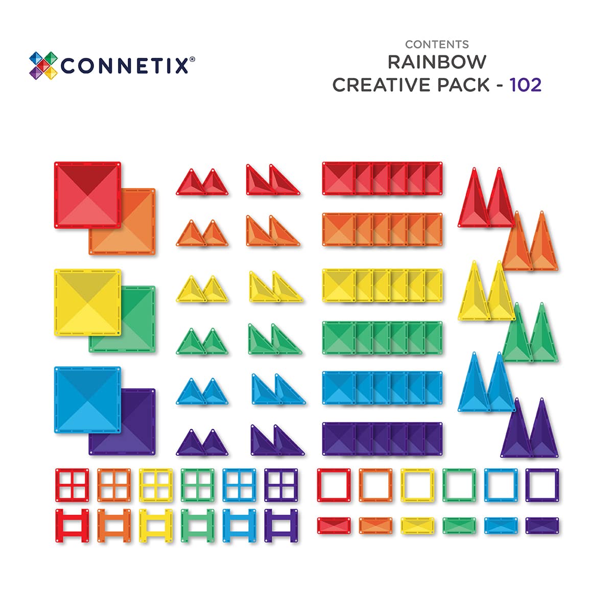 Blocos de Construção magnéticos - Rainbow Creative Pack 102 peças