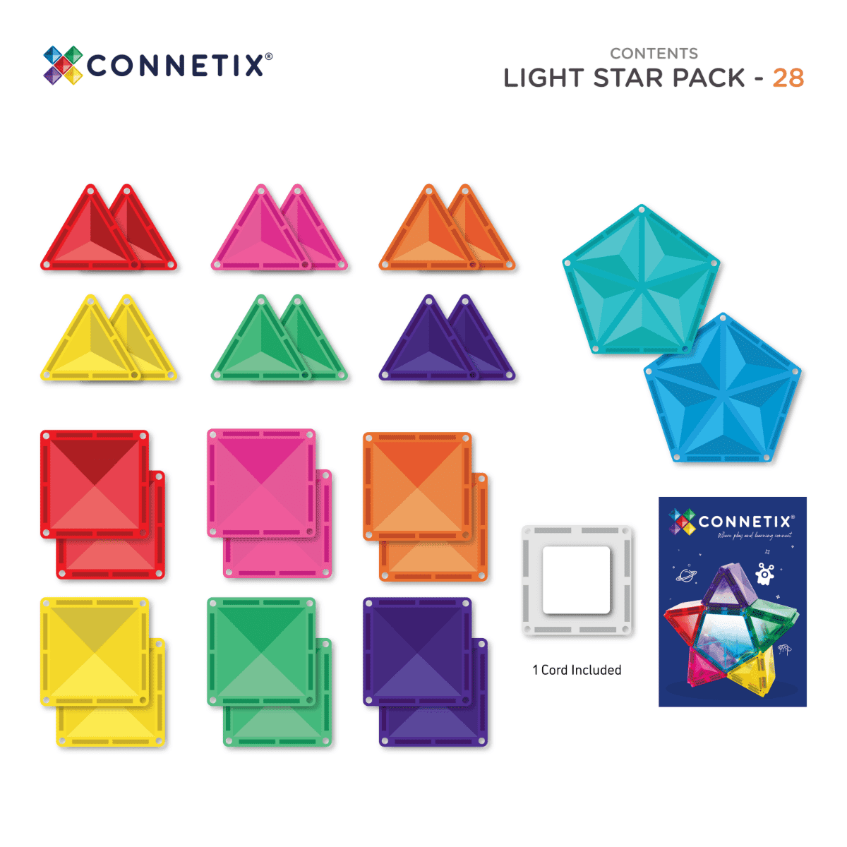 Blocos de Construção magnéticos - Light Star Pack 28 pc
