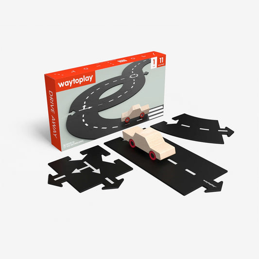 Pista de carros de borracha Drive Away - 11 peças + 1 carro